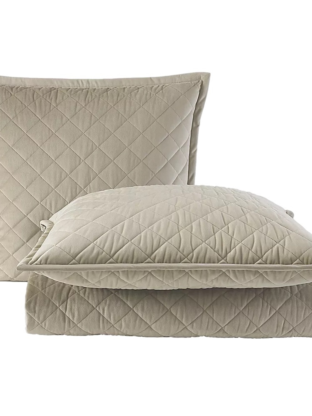 Ann Gish Quilted Velvet King Coverlet Ensemble in Light Taupe, NEW, Art of Home